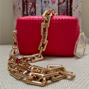 Valentino Beaute cosmetic pouchw/V" Logo Zipper with unbranded chain & scarf